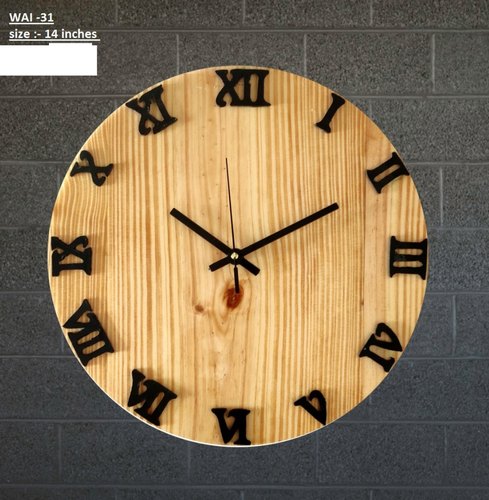 Asha Overseas Wooden Wall Clock, for Home, Shape : Round
