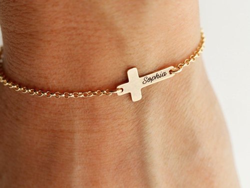 Luxury Brings Silver/brass Personalized Cross Bracelet, Color : silver/gold/rose gold