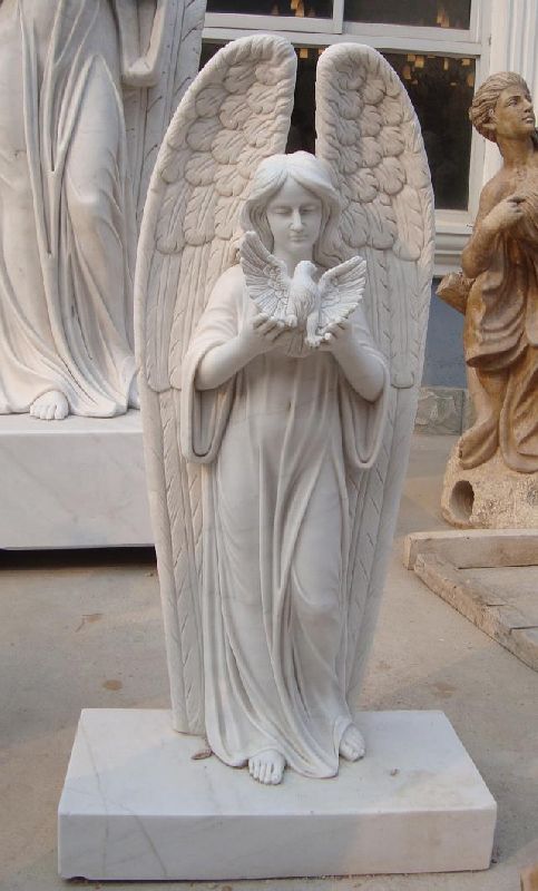 Polished Marble Angel Statue, for Handmade, Pattern : Carved
