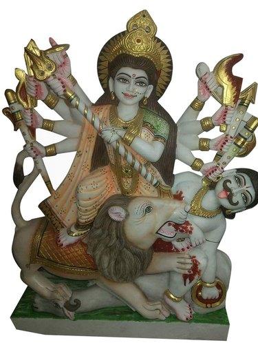 Polished Marble Mahishasura Mardini Statue, for Dust Resistance, Shiny, Handmade, Color : Multicolors