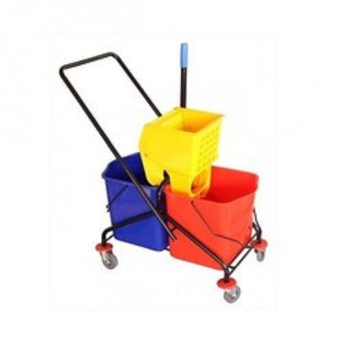 Shine Plastic Double Bucket Wringer Trolley, for Hospitals, Cart Size : 600X500mm