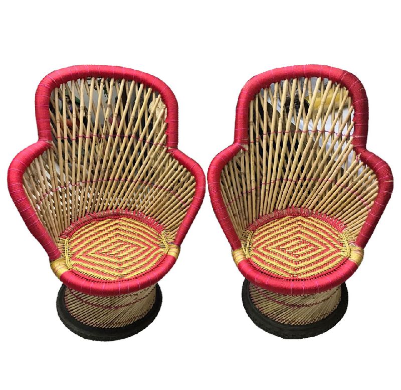 Bamboo Chairs in Ullu-Cut Shaped Set of 2 (Large Size)