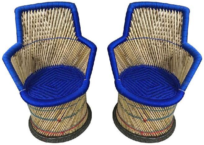 Blue Mudha chairs with Handrest set of 2 (xl size)