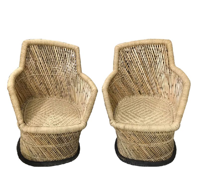 Natural Mudha chairs with Handrest set of 2 (xl size)