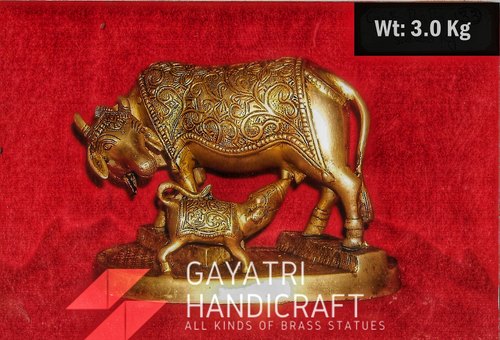 Polished Brass Cow Statue, for Dust Proof, Dust Resistance, Heat Resistance, Rust Proof, Pattern : Printed