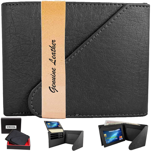 Men's Leather Wallet (PMW-003), Color : Black