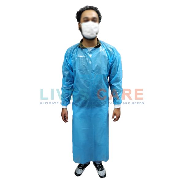 Plastic Isolation Gown With Knitted Elastic Cuff