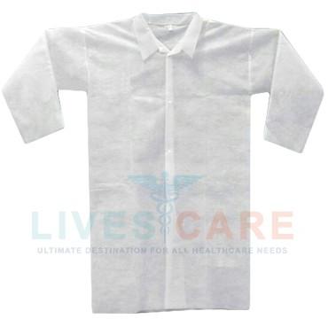 Livescare Disposable Polypropylene Non-woven Shirt, for Clinic, Clinical, Hospital, Color : White