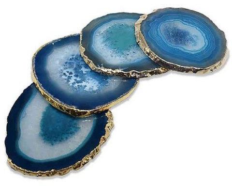 Agate Coaster Slice, Color : Blue 