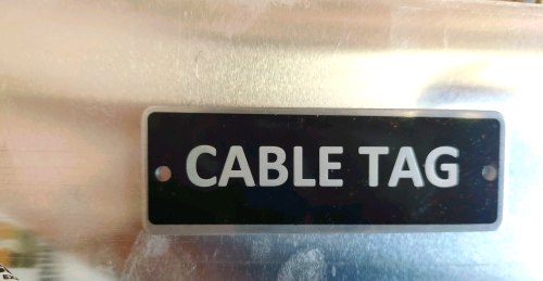 Rectangular Glossy Lamination Aluminum Engraved Cable Tag, Size : 80 MM x 30 MM