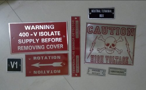 Rectangular Warning Aluminum Nameplate