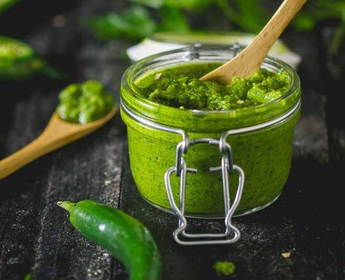 Green Chilli Paste, for Cooking, Fast Food, Taste : Spicy