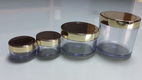 Plain San Cream Jar, Color : Transparent, Golden, etc