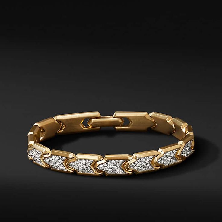 Yellow Gold And Natural Diamond Men's Bracelet
