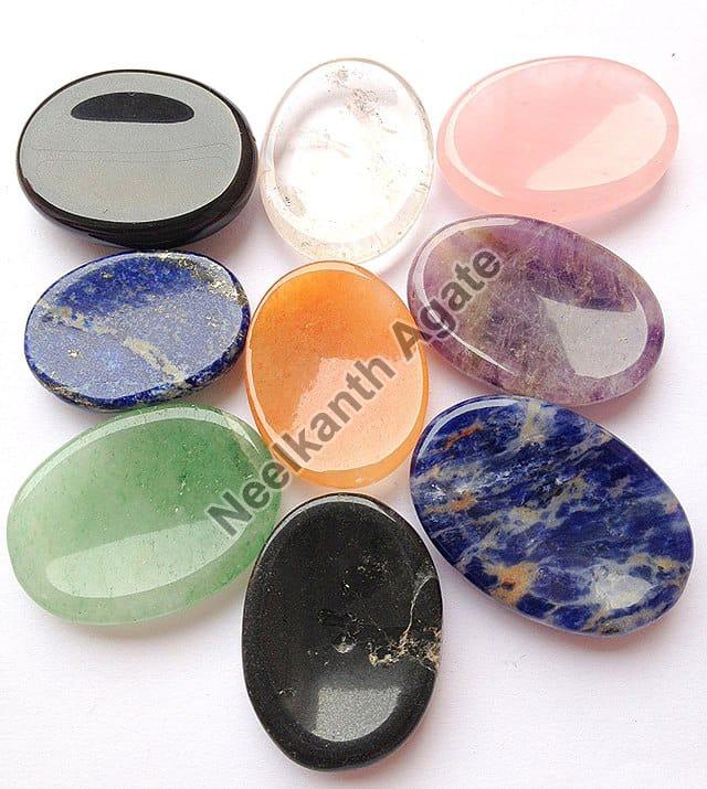 Natural 7 Chakra Oval Agate Stone, for Jewellery Use, Size : 0-25mm, 25-50mm, 50-100mm