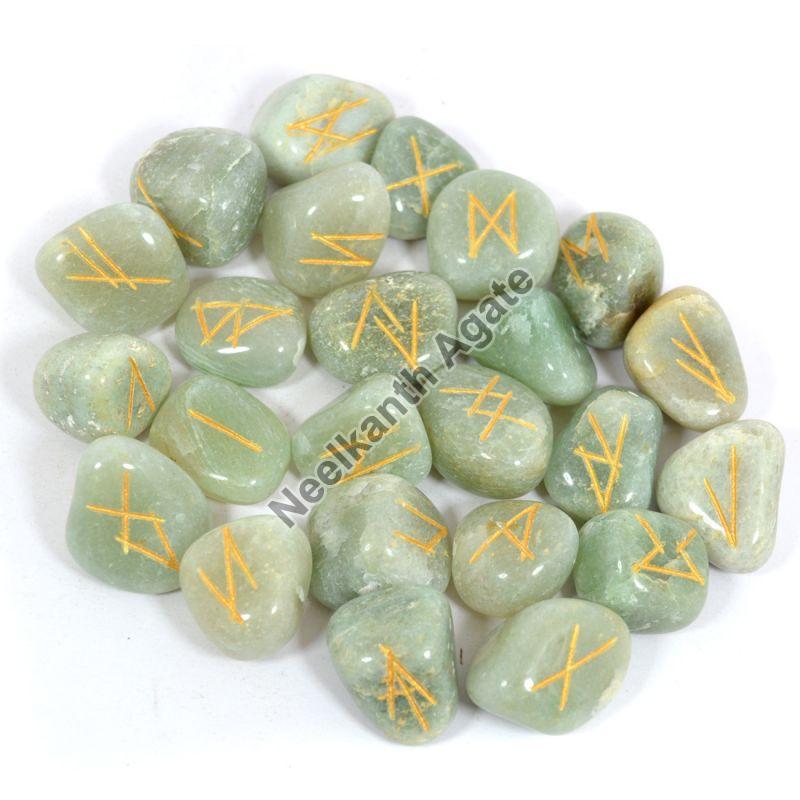 Green Aventurine Rune Agate Stone