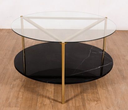Glass & Marble Top Table, Size : 33x33x17 Inch
