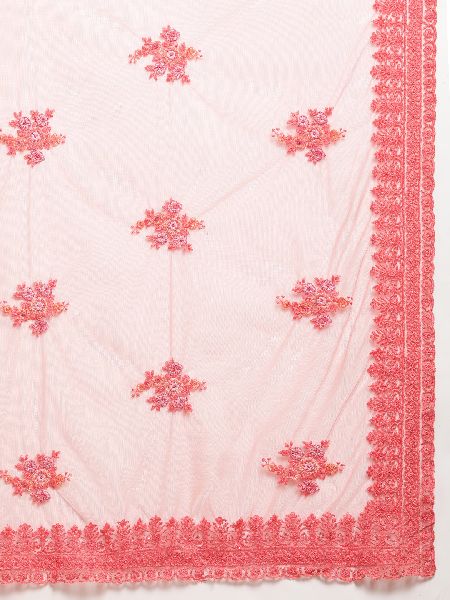 1485 Net Peach Embroidered Saree