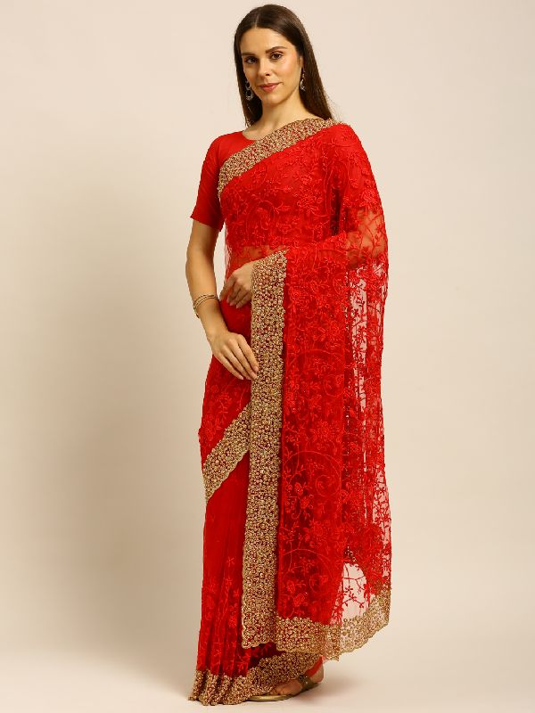 Kasee Net Pearl Embroidered Saree