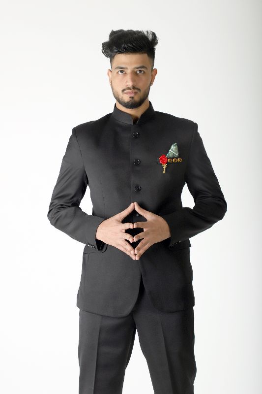 Bandhgala Jodhpuri Black Color Blazer, Size : M, S, XL