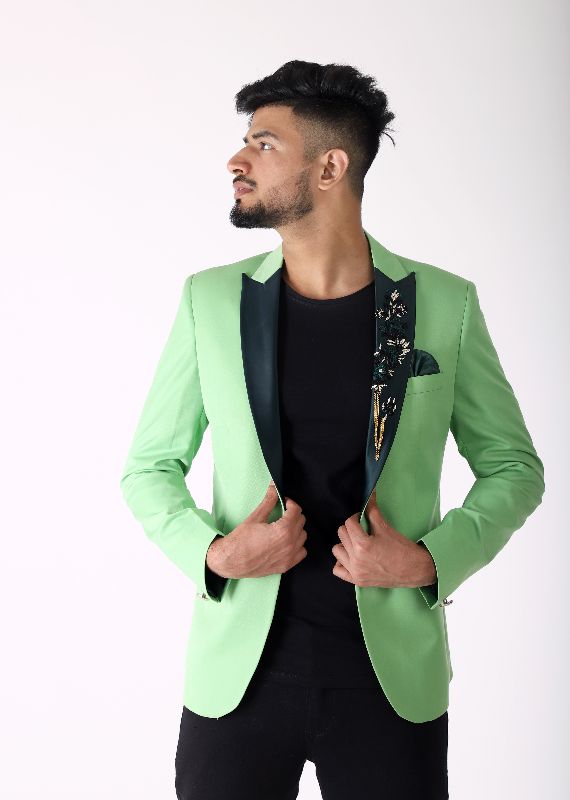 Embroidered Green Color Blazer, Size : S, XL