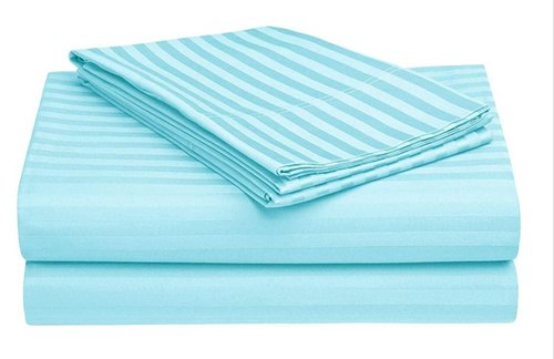 Sky Blue Satin Double Bed Sheet, for Home, Size : 90*100 inch
