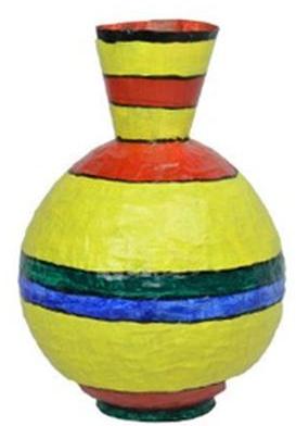 Painted Paper Mache Vase
