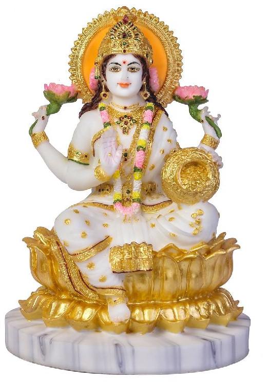 Marble Laxmi Mata Statue, for Worship, Pattern : Carved, Painted
