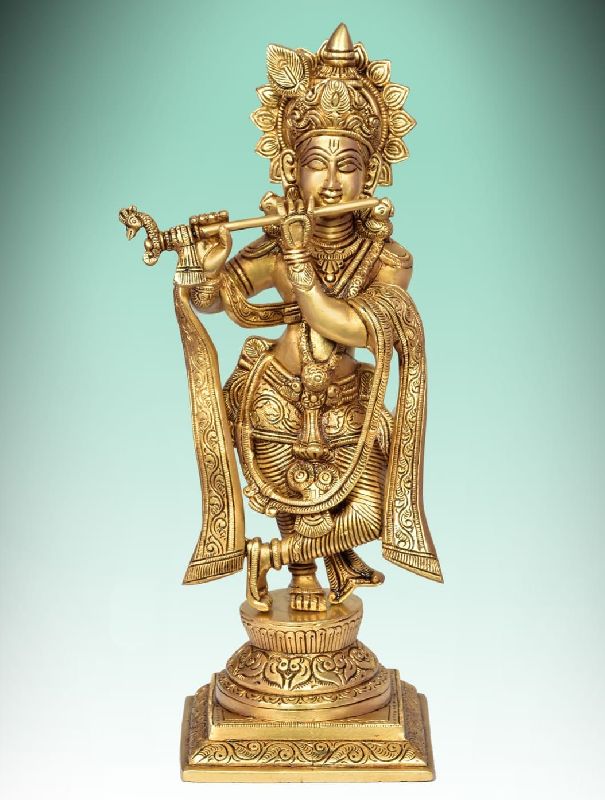 Brass Lord Krishna Statue