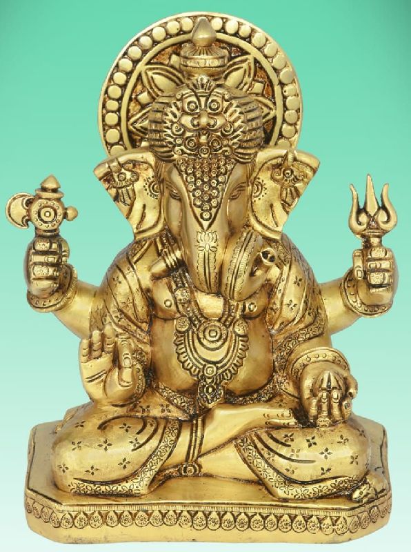 9.5 Inch Brass Lord Ganesha Statue