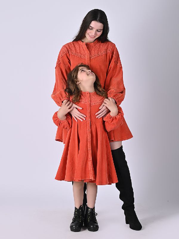 Mother and Daughter Angelina Tangy Corduroy Dress
