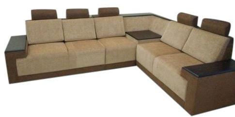 L Shaped Wooden Sofa Set