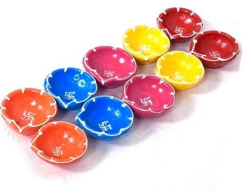 Multicolor Terracotta Diya, for Decoration, Lighting, Feature : Attractive Look, Fine Finish, Perfect Shape