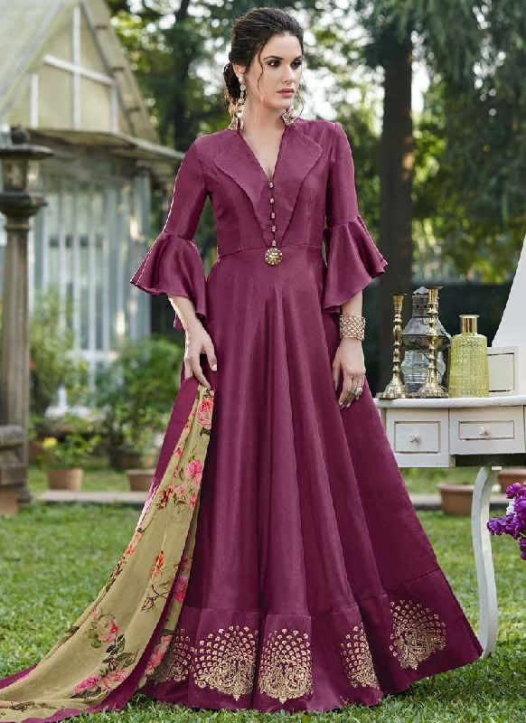 Art Silk Party Gown, Occasion : Festival,  Party