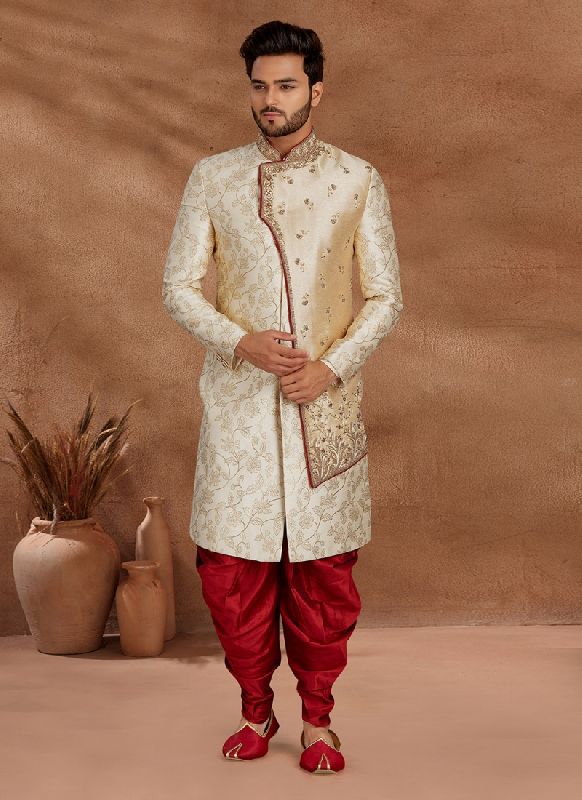 Printed Jacquard Indo Western Sherwani, Occasion : Engagement,  Festival,  Mehndi,  Reception