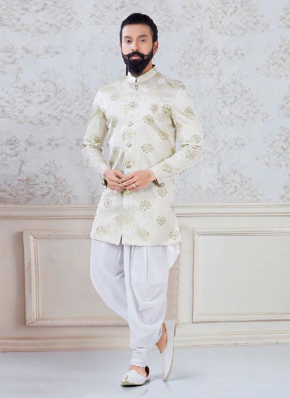 Silk Embroidered Dhoti Kurta, Occasion : Ceremonial,  Mehndi,  Party,  Reception