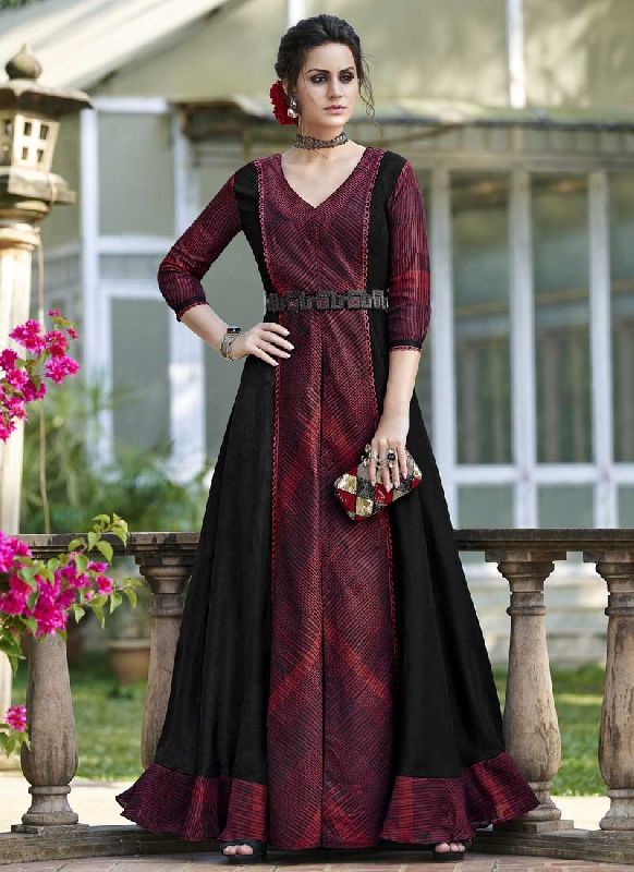 Tussar Silk Designer Gown, Occasion : Festival,  Party