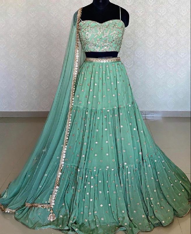 Silk Embroidered Lehenga Choli, Technics : Machine Made