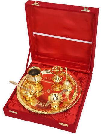 Pooja thali, Color : Gold