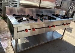 Stainless Steel Three Burner Range, Size : 72” X 24” X 34”+6”