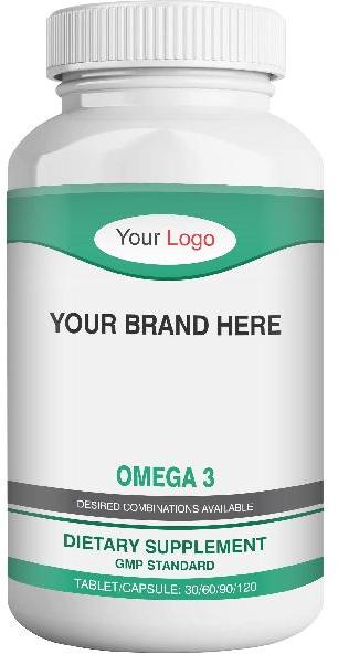 Omega 3 Capsule White Bottle, Grade Standard : Pharm Grade