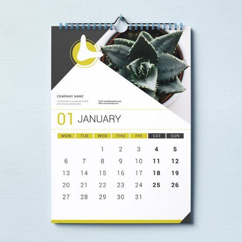 Rectangular Butter Paper Wall Calendar, for Commercial, Pattern : Printed