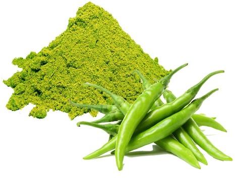 Raw Dehydrated Green Chilli Powder, for Cooking, Certification : FSSAI Certified