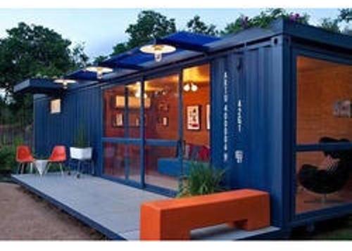 Rectangular Mild Steel Restaurant Portable Cabin, Color : Blue