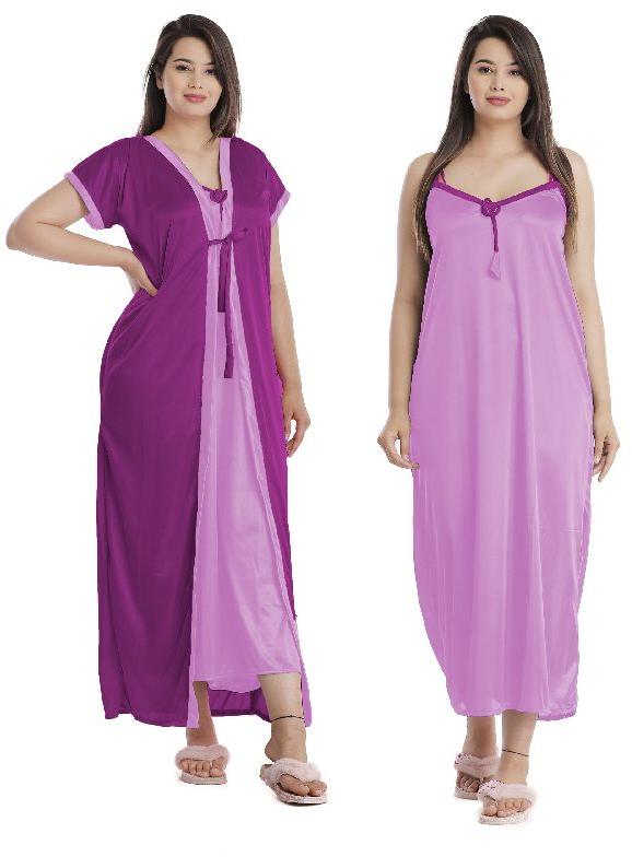 G4Girl Women Jakcet Set Nighty Gown (Free Size, Rani N Pink)