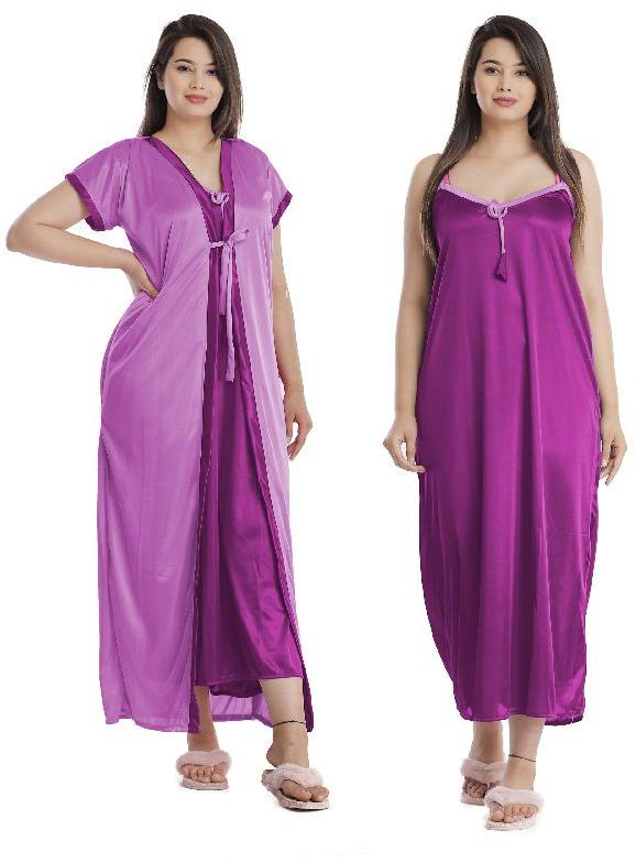 G4Girl Women Jakcet Set Nighty Gown (Free Size, N Rani)