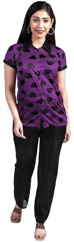 G4Girl Heart Print Nightwear Set Purple