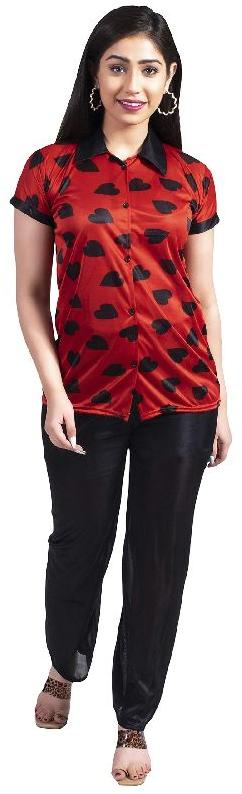 G4Girl Heart Print Nightwear Set Red