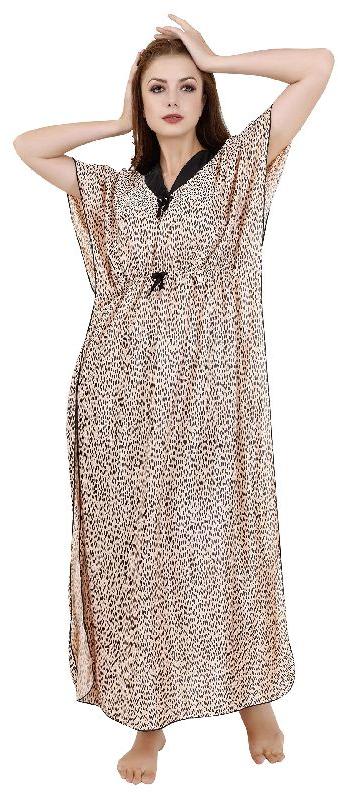 G4Girl Women Satin Maxi Kaftan Nighty Gown (Free Size, Peach)