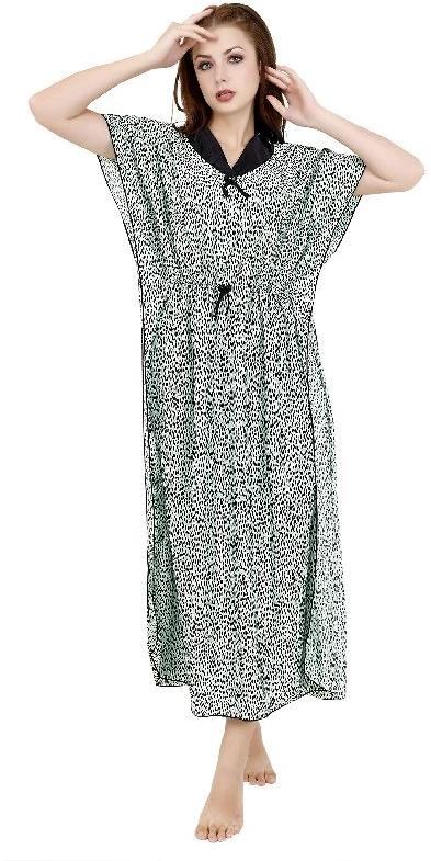 G4Girl Women Satin Maxi Kaftan Nighty Gown (Free Size, Light Green)